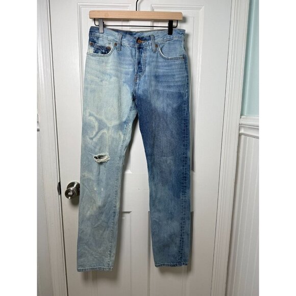 Levi's Womens Button Fly Distressed Bleached Straight Leg Blue Jeans W26 - Picture 1 of 13